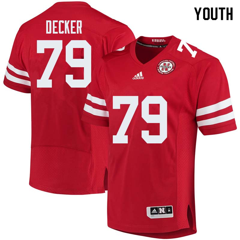 Youth #79 Michael Decker Nebraska Cornhuskers College Football Jerseys Sale-Red - Click Image to Close